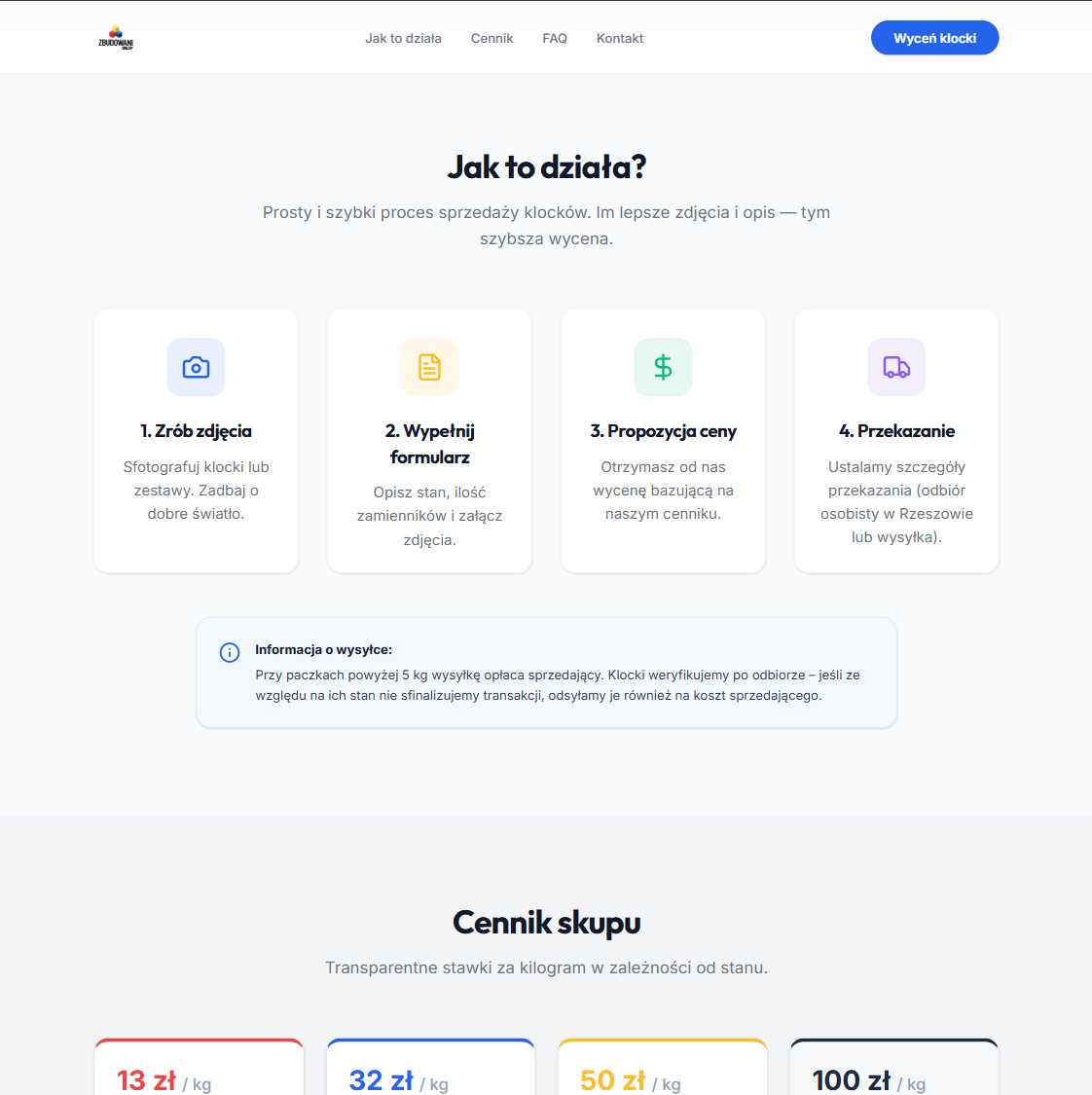 Skup klocków LEGO – projekt mobile