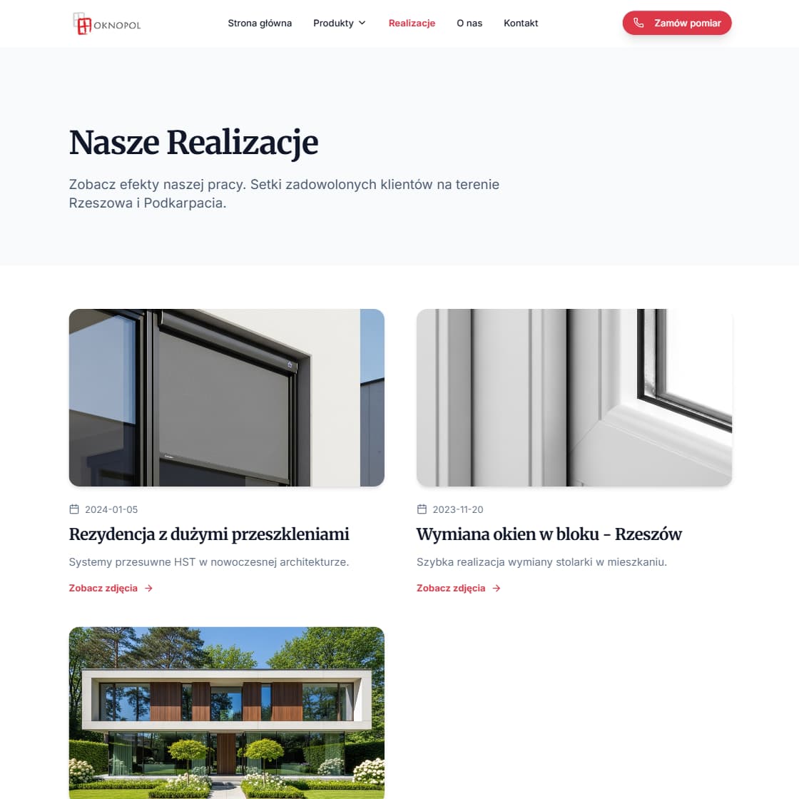 OKNOPOL Rzeszów – produkty i slider